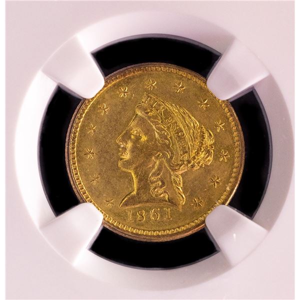 1861 $2.5 Clark Gruber NGC AU 58