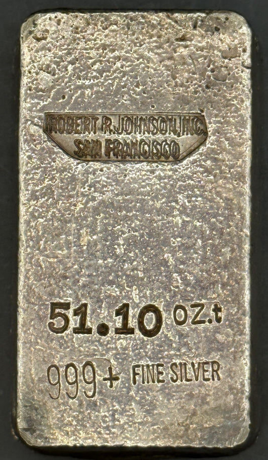 51.10 oz Robert R Johnson San Francisco Ingot, West Coast Refining (late 70’s-early 80’s)