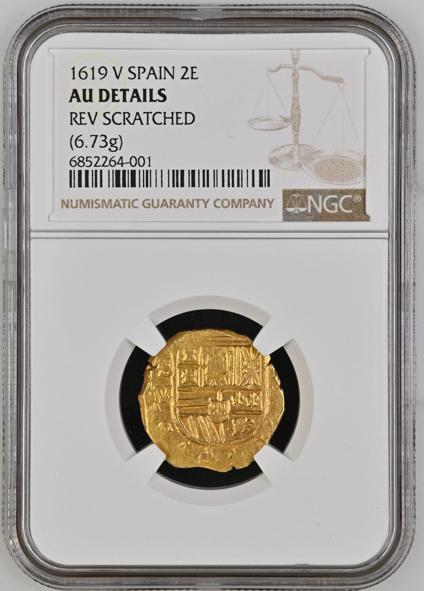 1619 Sevilla 2 escudos Oro Cob NGC AU Detalles