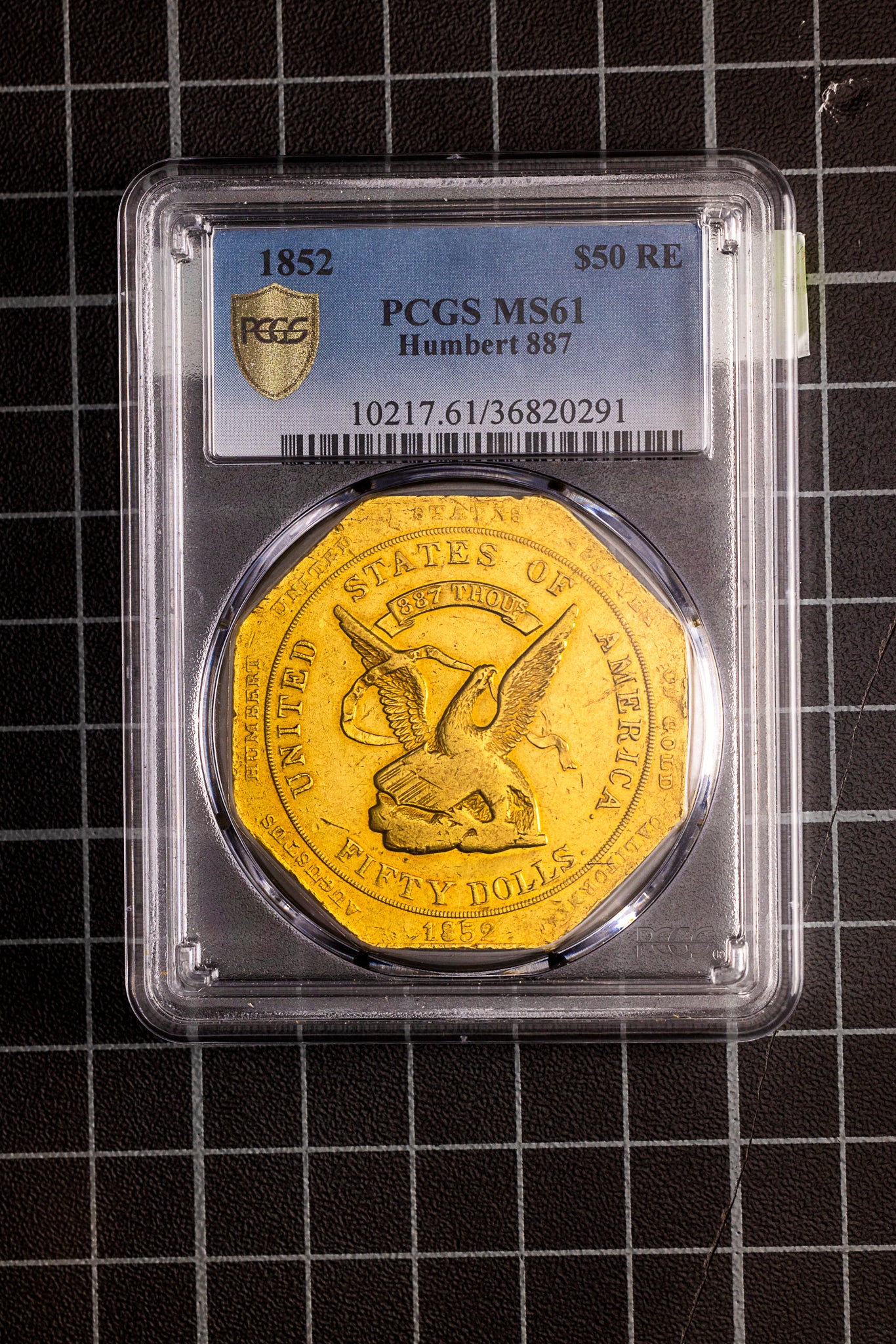 1852 "887" $50 RE Augustus Humbert MS61 PCGS