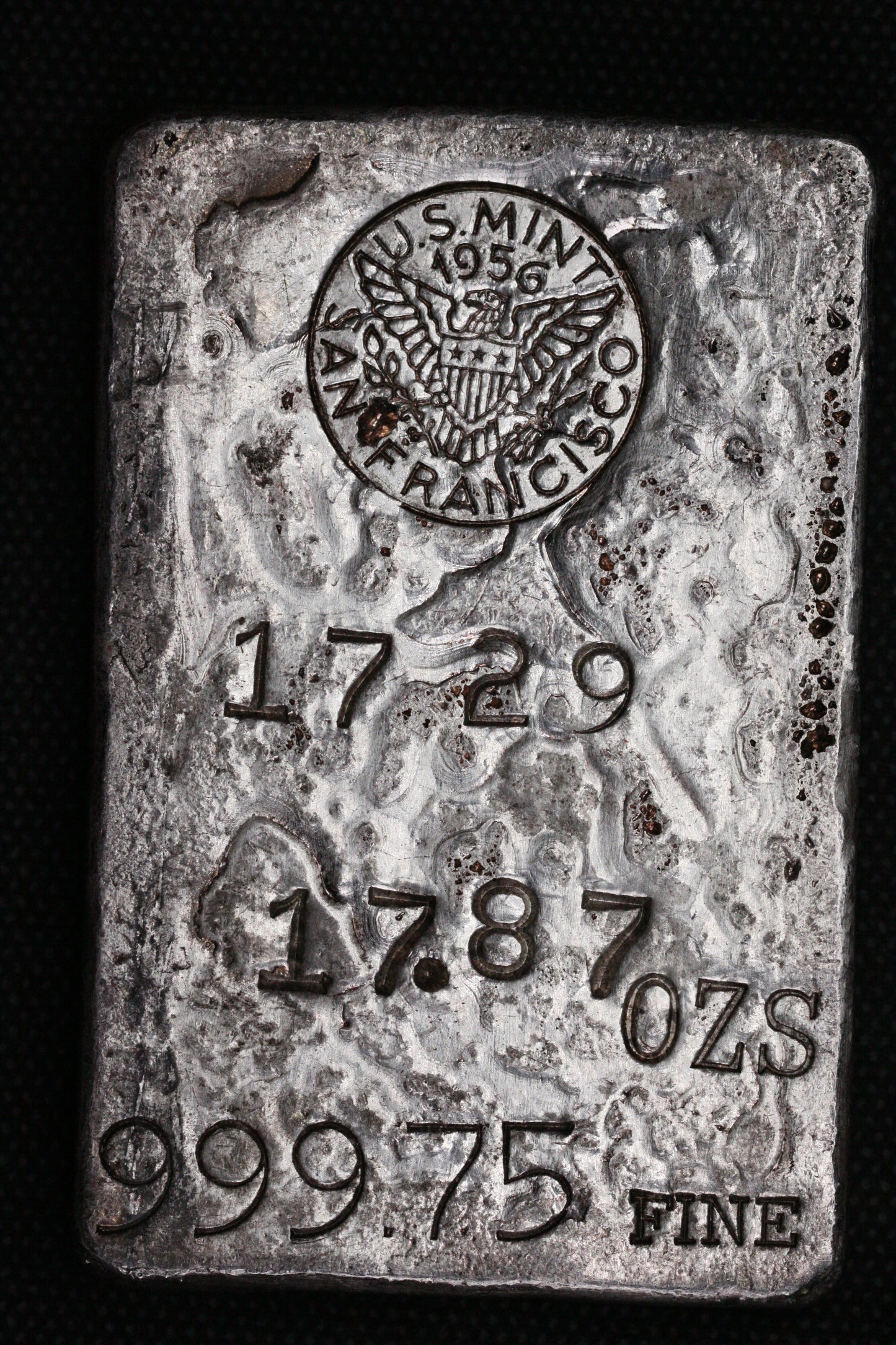 1956 San Francisco Mint Type 3 Silver Ingot 17.87 ozs