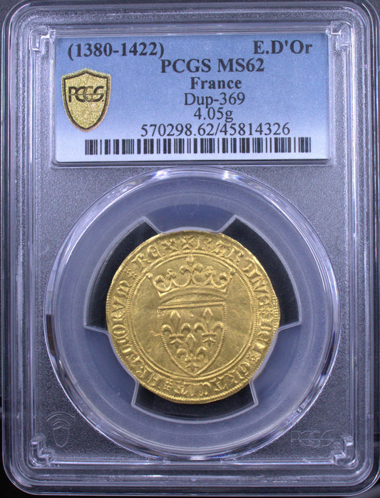 1380-1422 法國金 Ecu d'Or a la couronne PCGS MS62