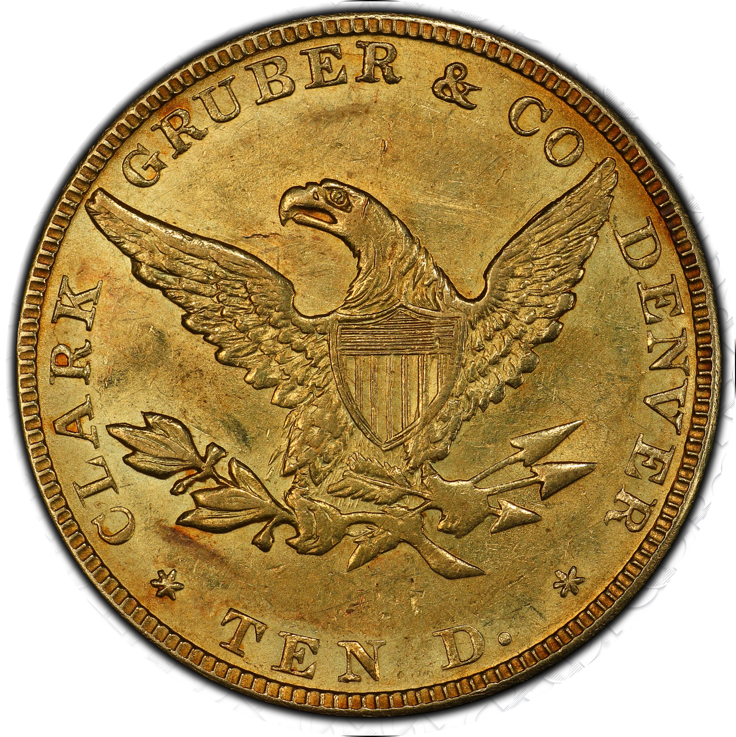 1861 年 10 美元克拉克格魯伯 MS61 PCGS